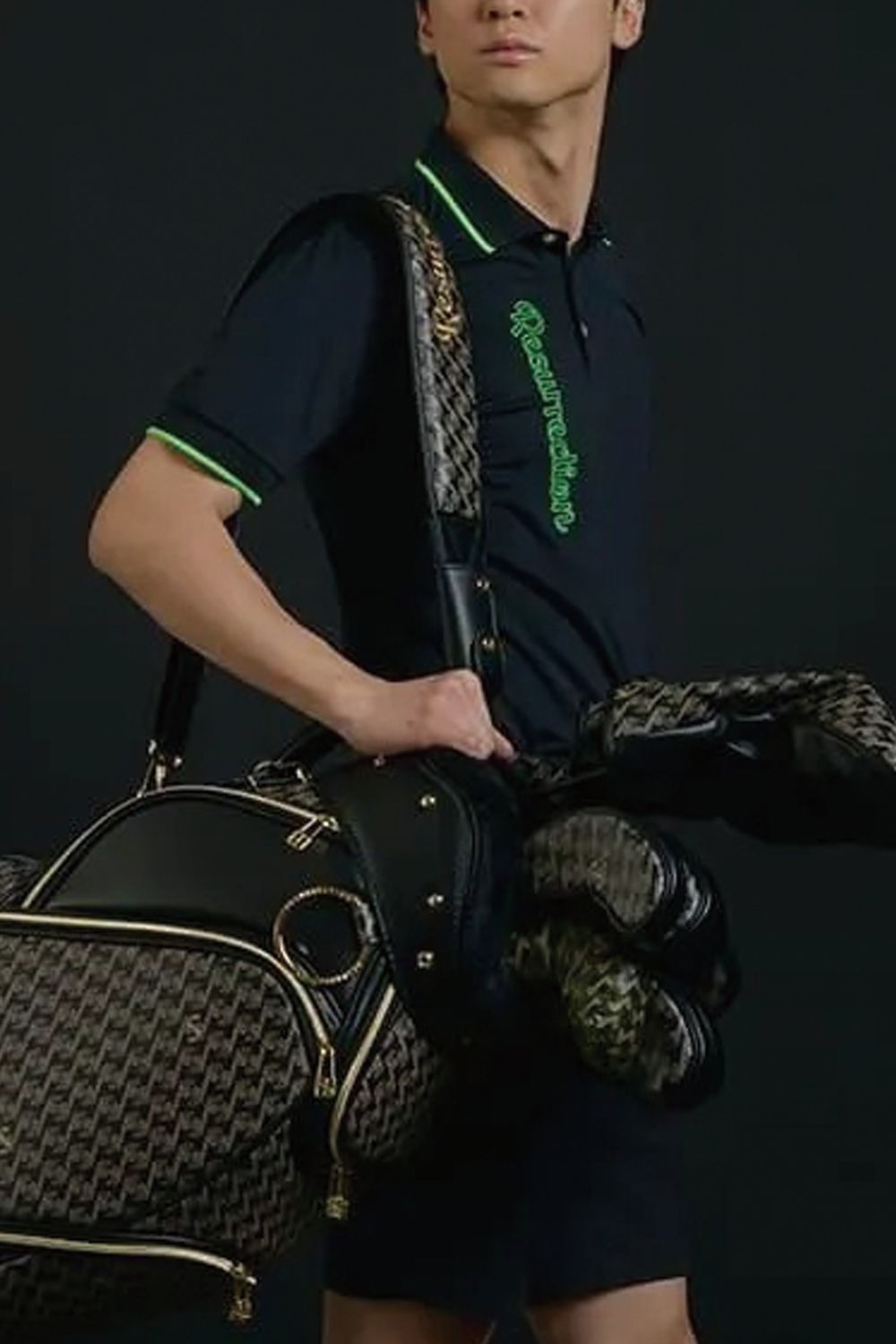 【26SS】 NEON POLO / ネオンシリーズ ブランドロゴ ポロシャツ (ブラック)*