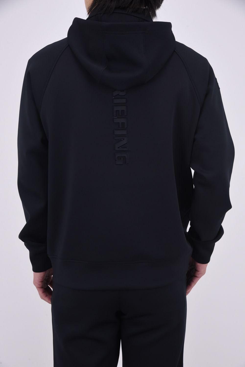 【26SS】 MEN'S 3D LOGO PARKA / 3Dエンボスロゴ ストレッチジャージ ジップアップパーカー (ブラック)