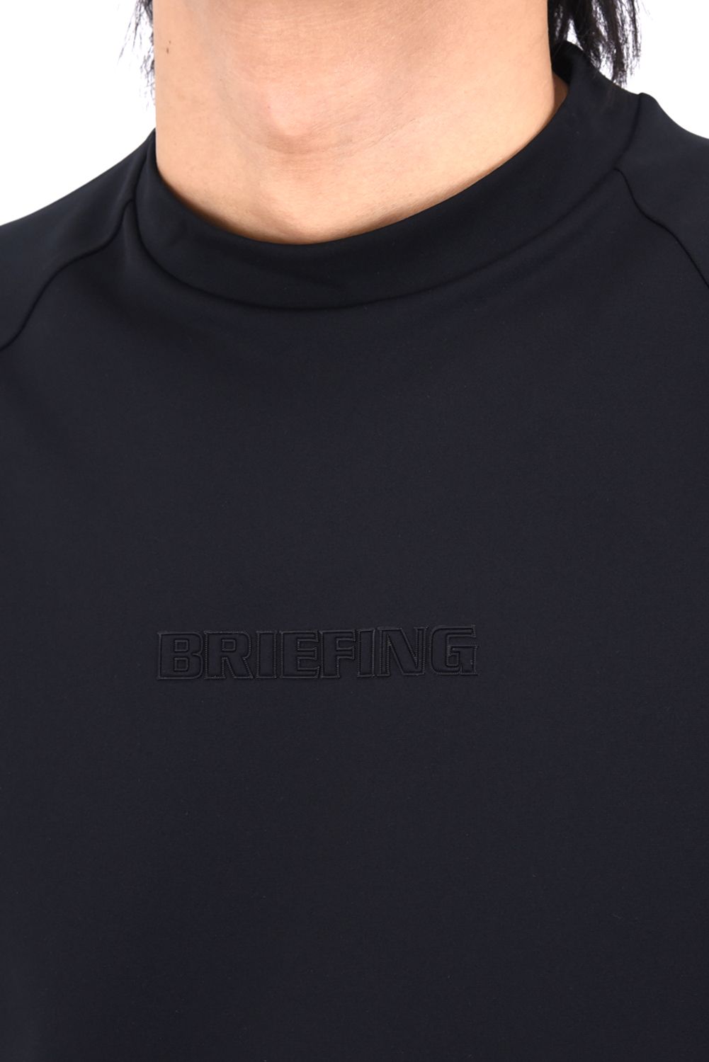 【26SS】 MEN'S STTCHED 3D LOGO HIGHNECK RF / 3Dブランドロゴ リラックスフィット ワントーン ハイネックシャツ (ブラック)