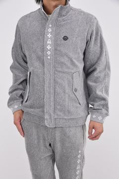 【2025AW】 SVASTIKA TRACK JACKET / コーデュロイジャージー クロスモチーフ刺繍 トラックジャケット (グレー)