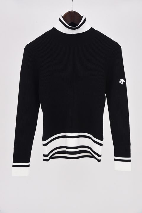 DESCENTE ゴルフセーター Mサイズ ホワイト/ブラック どろくさい