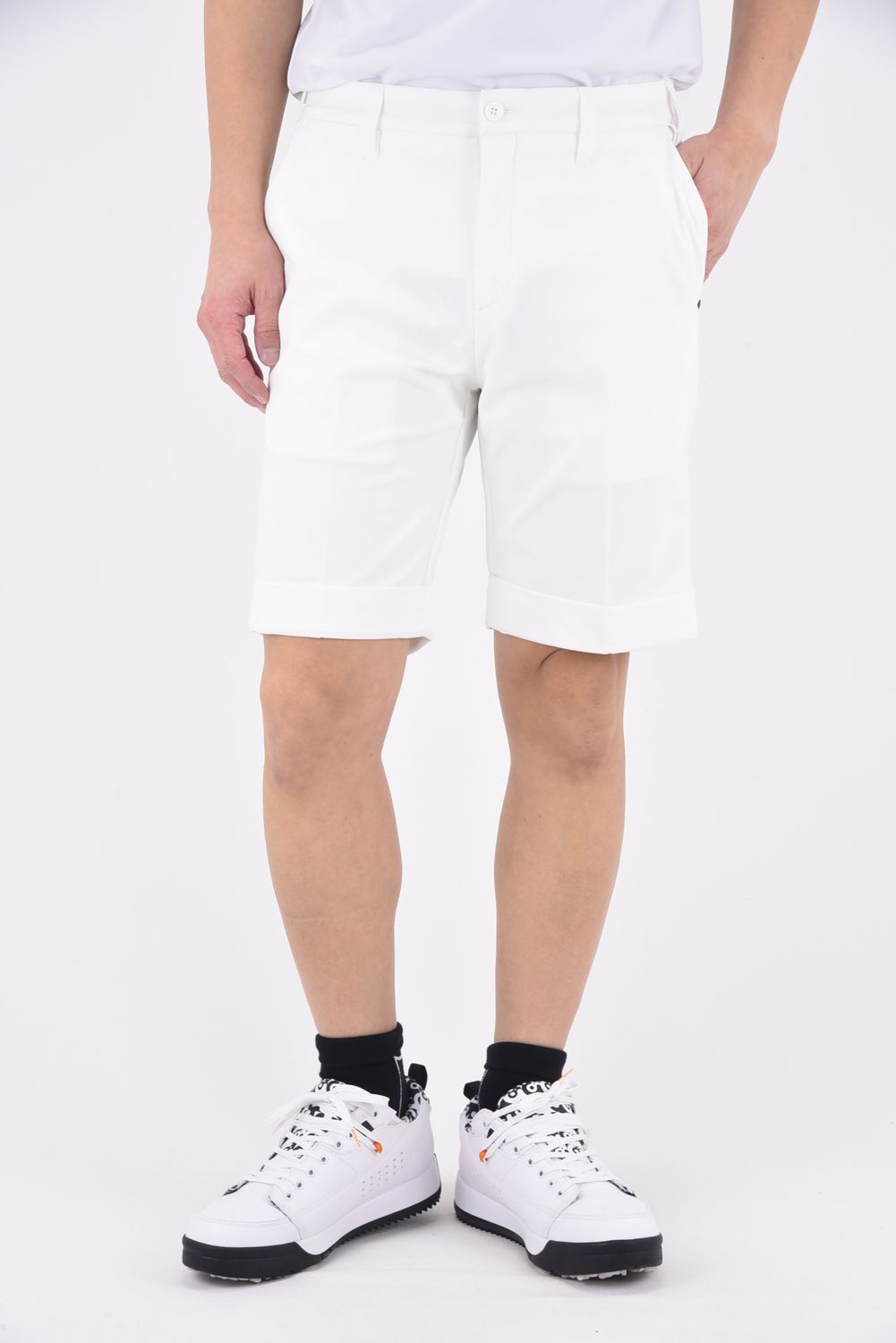 BRIEFING - MENS STRETCH DOBBY DRESS SHORT PANTS / ドビー織 ファブリック ショートパンツ (ホワイト)  | GOSSIP GOLF