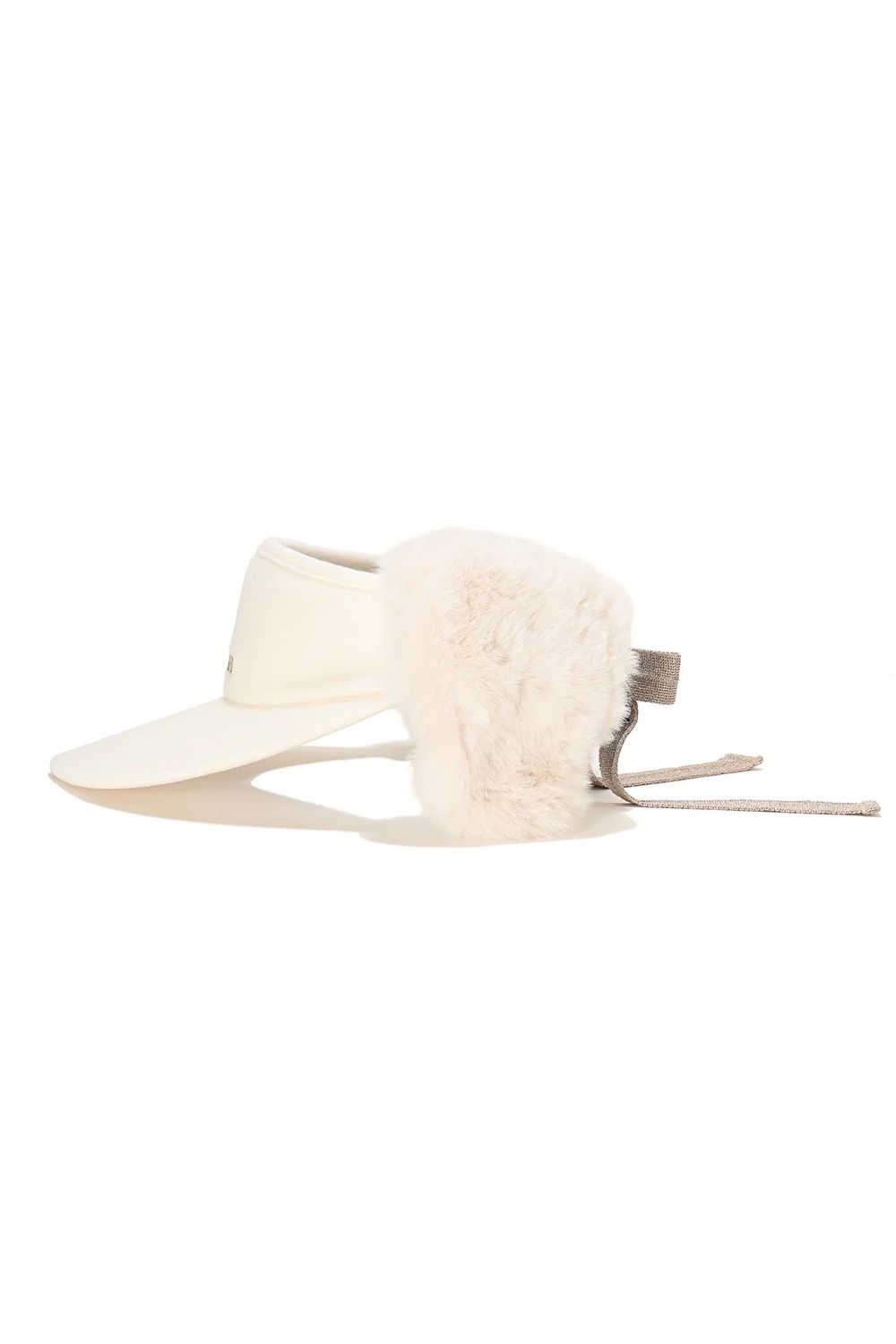 【26AW】【レディース】 FLEUR FUR RIBBON VISOR / 3Dロゴ刺繍 イヤーマフ付き 2WAYリボンサンバイザー (ホワイト)
