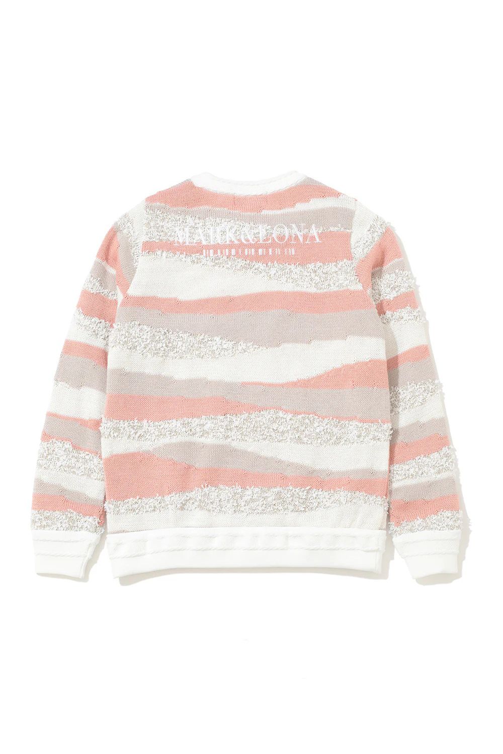 【25AW】【CODE COLLECTION】【レディース】 SDCK / サンドアート調ボーダー クルーネック ニットプルオーバー (ピンクベージュ)