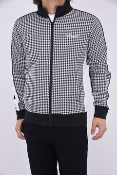 HOUNDSTOOTH BICOLOR BLOUSON / 千鳥格子柄 バイカラー ジップブルゾン (ブラック)