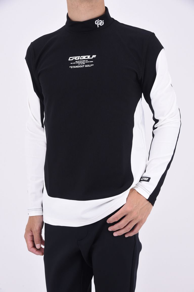 CPG GOLF - STRETCH MOCK NECK SHIRT / 異色切り替え ロングスリーブ 