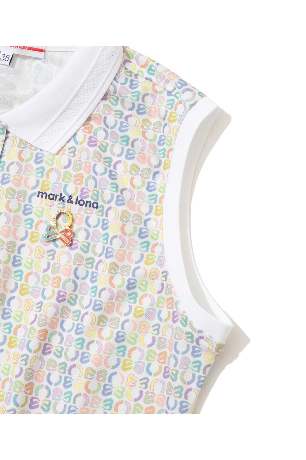 【26SS】【レディース】 RITMO MONOGRAM SLEEVELESS POLO / グラフィックロゴ総柄 ジャパンメイド ノースリーブポロシャツ (マルチ)