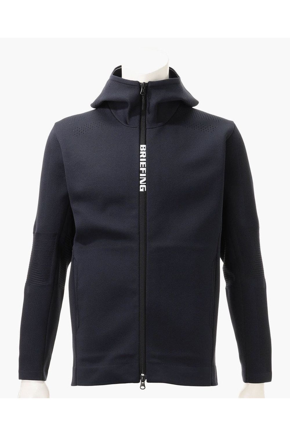 【26AW】 MEN'S DOUBLE JQ KNIT PARKA / バックロゴ ジップアップ ニットパーカー (ネイビー)