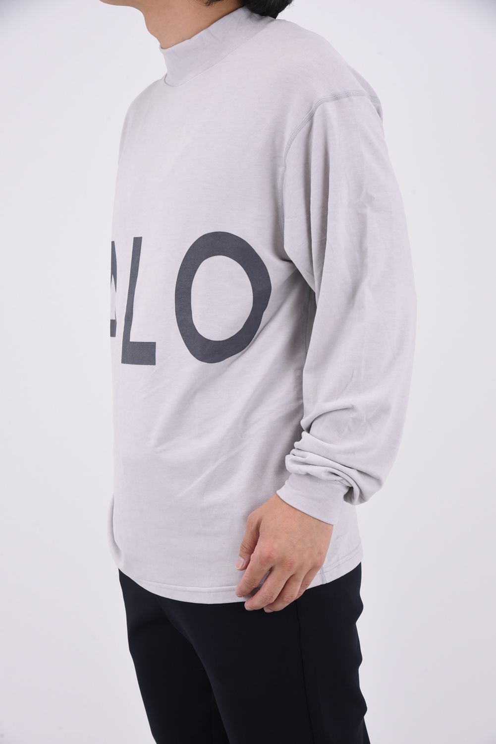 Honu Mockneck L/S (BIG ALOHA) / アロハ プリント ロングスリーブ モックネックシャツ (シルバー)