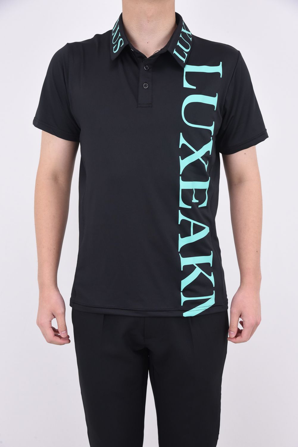 VERTICAL LOGO POLO SHIRTS / バーチカルロゴ 半袖ポロシャツ ブラック / ブルー