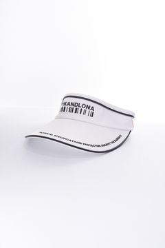 【レディース】 【CODE COLLECTION】 SUN VISOR / シンセティックレザーパイピング ブランドロゴ つば広タイプサンバイザー (ホワイト)