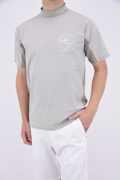 【ABSOLUTE】 CARVICO 404 REVOLUTIONAL SYG MOCK / ロゴ カルビコ ストレッチ 半袖 モックネック Tシャツ (ライトベージュ)
