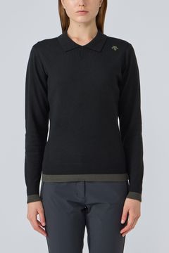 【25AW】【レディース】 ウール混襟付きプルオーバーセーター (ブラック)