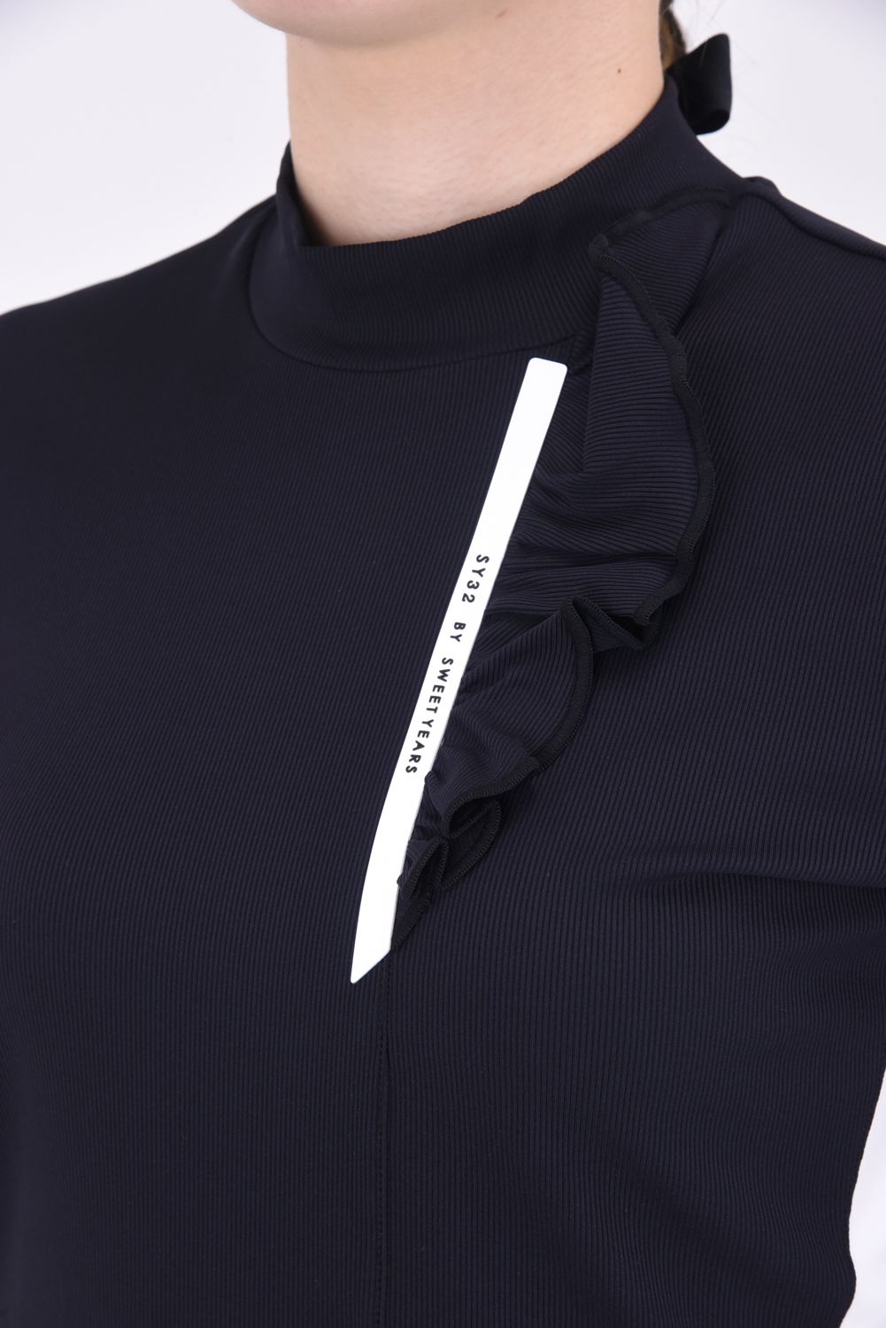 【レディース】CARVICO MOCK NECK SHIRTS / カルビコ生地 モックネック 長袖Tシャツ (ブラック)*