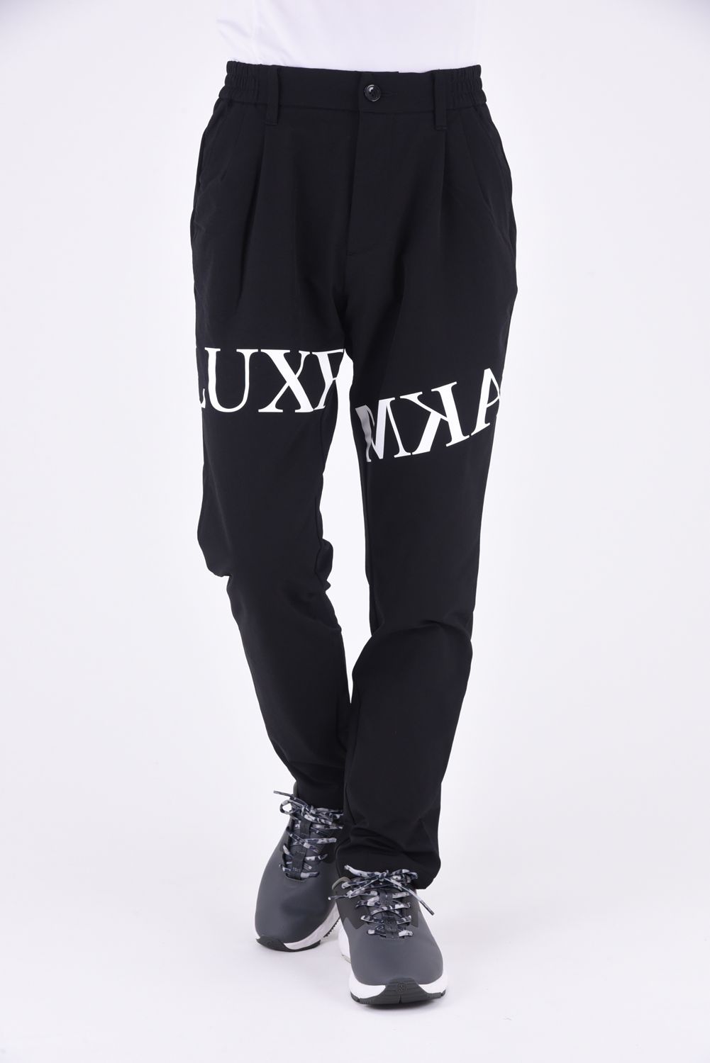 SOFT SHELL BRUSHED PANTS / 裏起毛 ロゴ ソフトパンツ (ブラック)