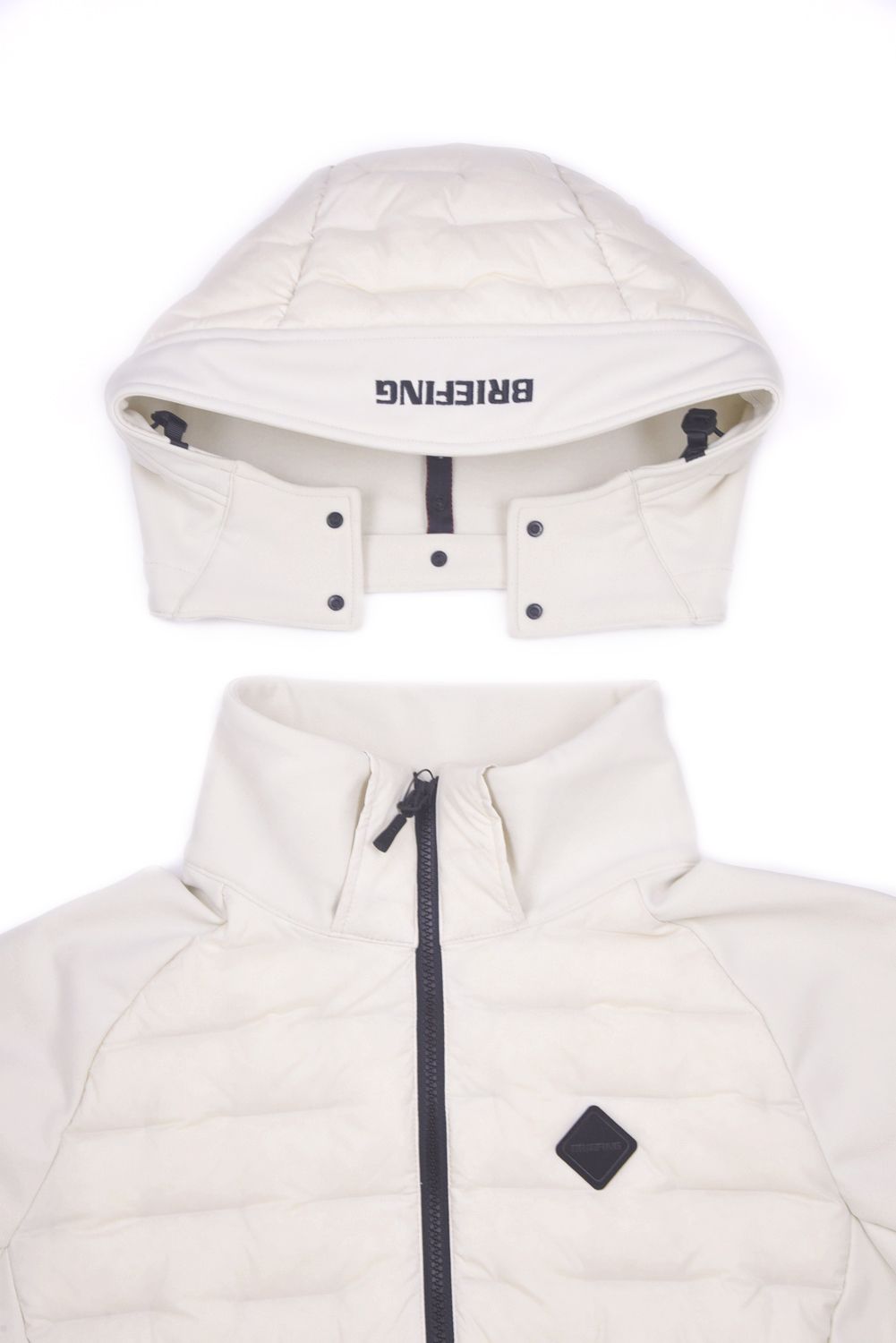 【25AW】 MEN'S HYBRID DOWN PARKA / ストレッチタフタ ダイヤモンドロゴ ハイブリッドダウンジップパーカー (ベージュ)