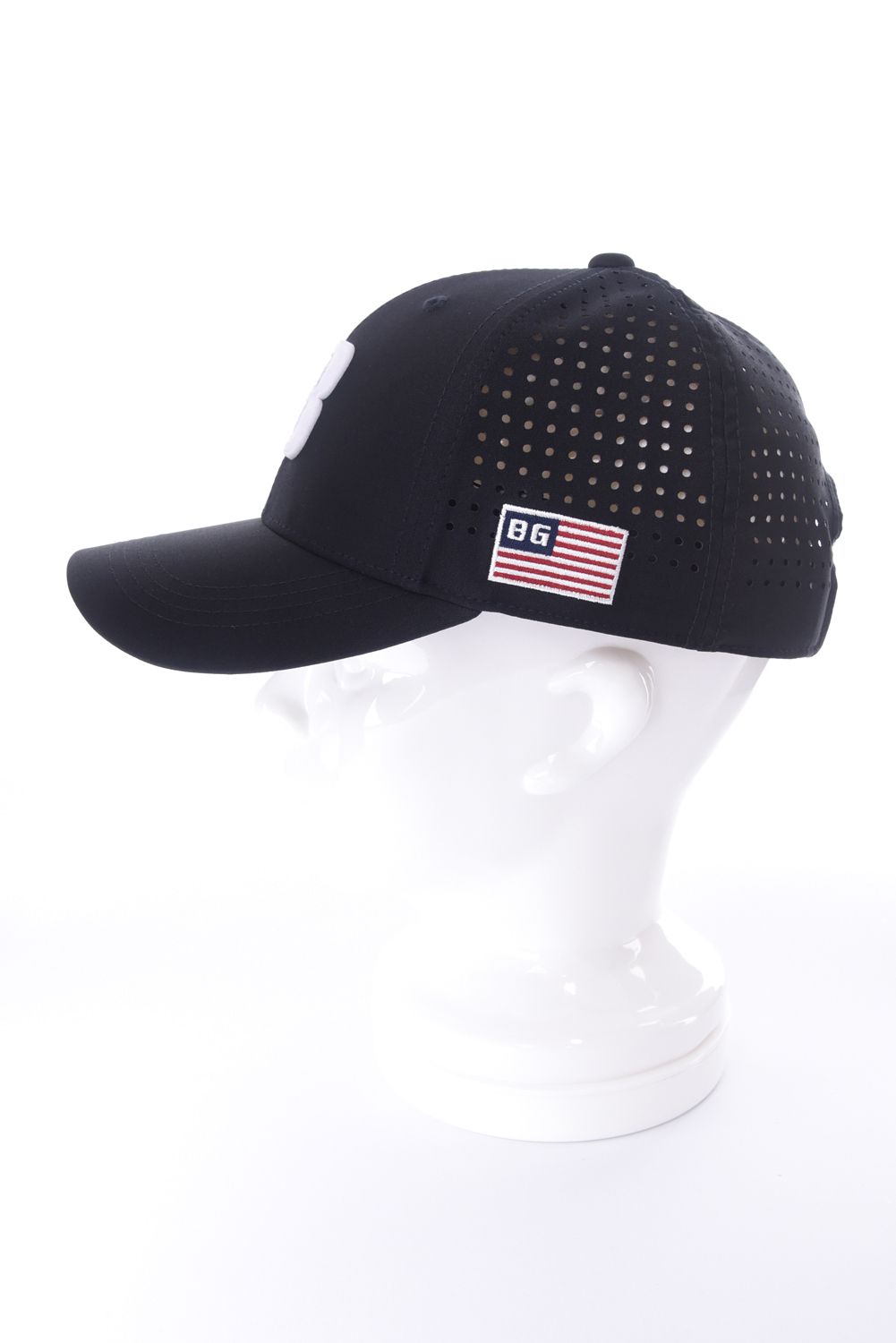 【26SS】 MEN’S PUNCHING MESH INITIAL CAP / イニシャルワッペン パンチングメッシュキャップ (ブラック)