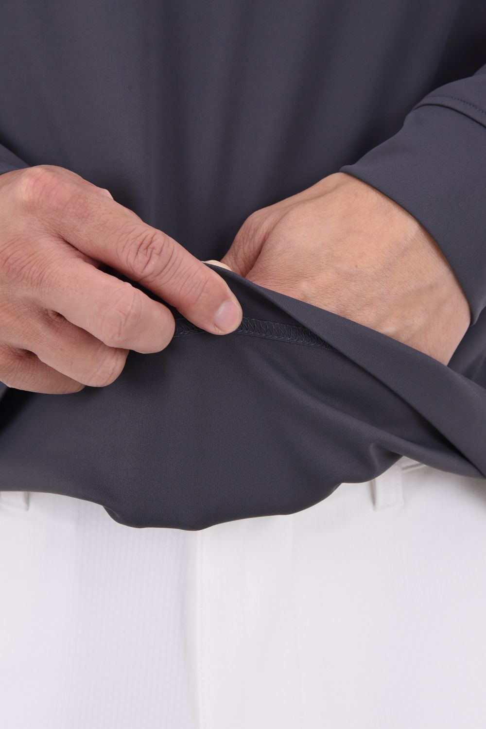 【26AW】 Shoulder Panel Mock NeckLong Sleeve / ショルダーパネル 長袖モックネックTシャツ (グレー)