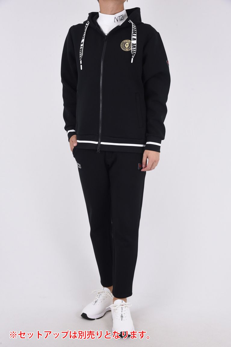 V12 - LOGO CORD F/Z PARKA / ブランドロゴ ダンボールニットパーカー 
