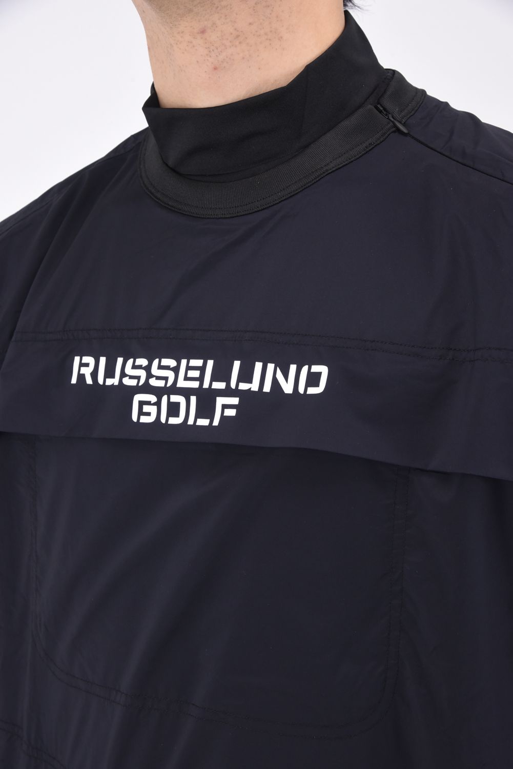 COMBAT PULLOVER BLOUSON / バックロゴ フロントポケット 起毛 軽量 ブルゾン ブラック*