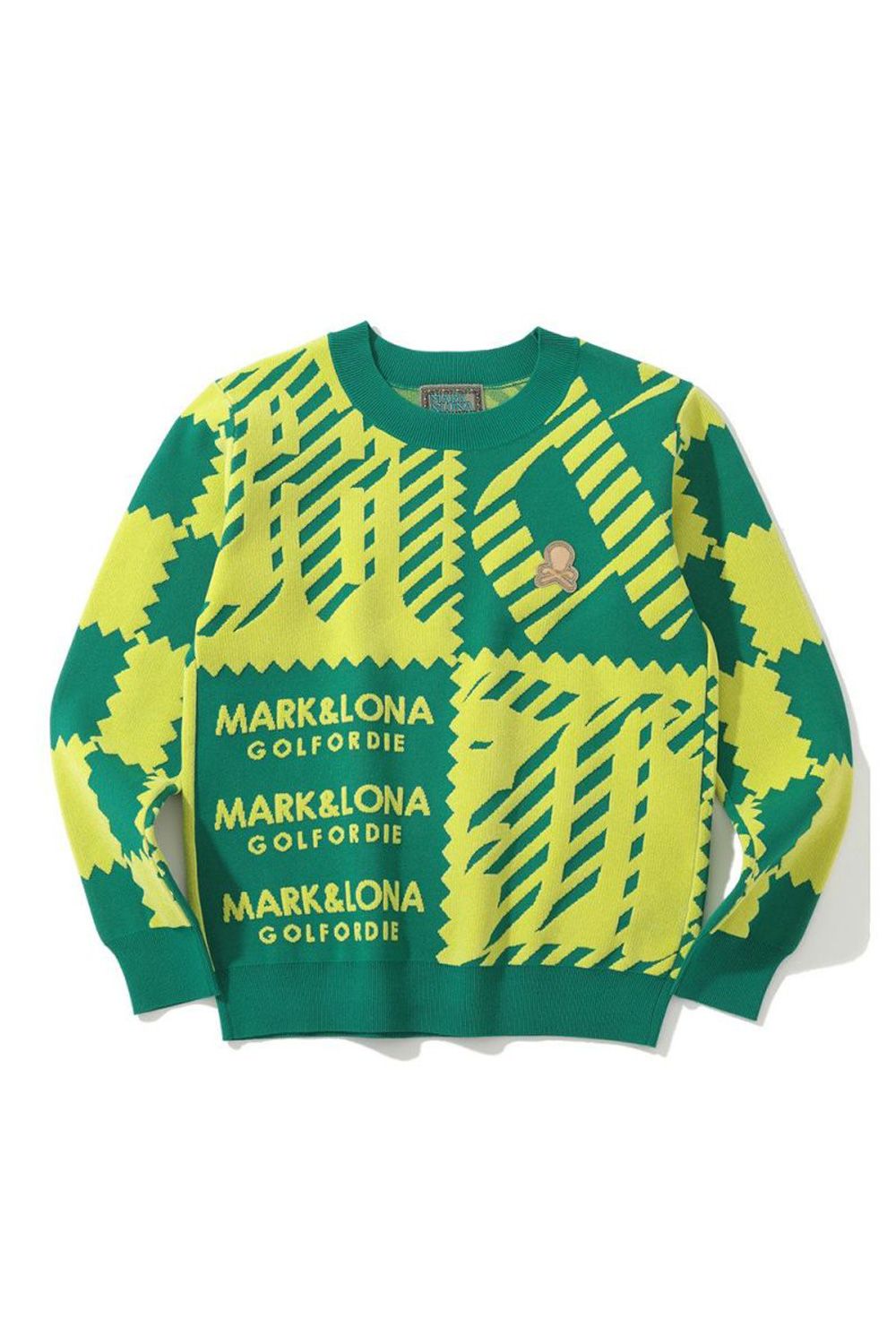 M.C.D CHENILLE CREW KNIT / ブロックパターン クルーネック ジャガードニット (グリーン)
