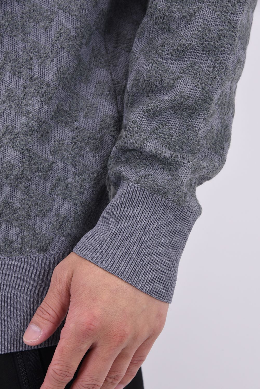 GM JACQUARD HIGH NECK KNIT / GMジャガード ハイネック ニット (グレー)