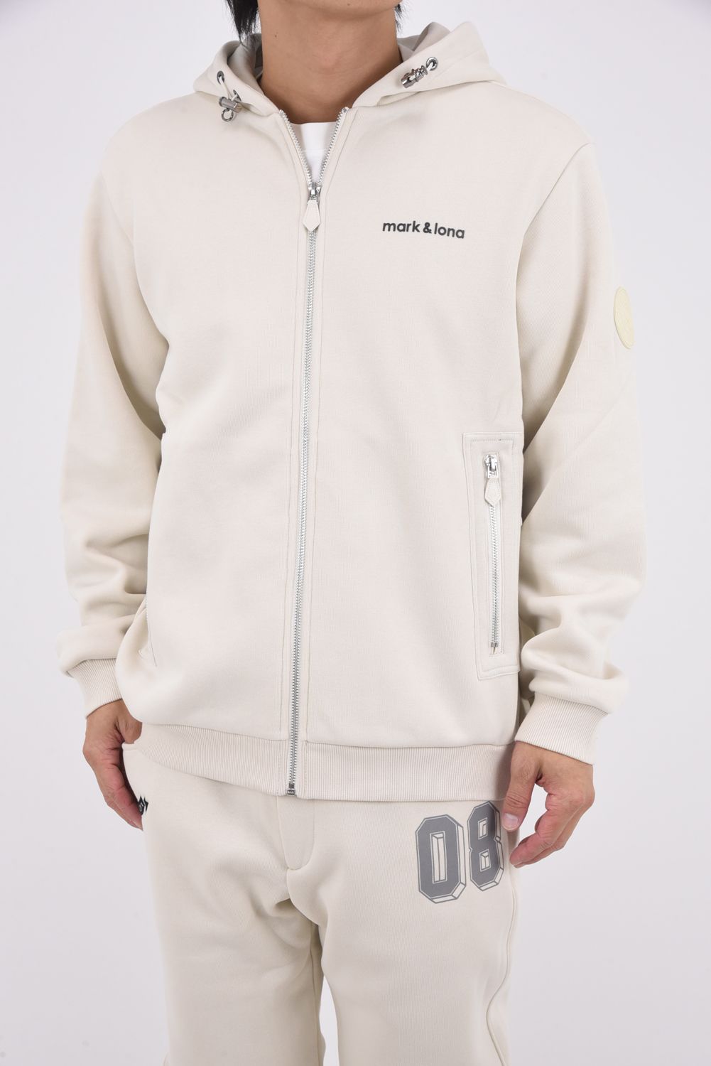 【2025AW】 HOODIE / 裏フリース スウェット素材 ジップアップフーディー (オフホワイト)