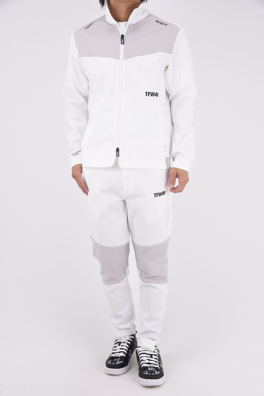 【25AW】 MULTI PURPOSE BLOUSON / ダンボール素材 異素材切り替え トラックジャケット (ホワイト/ライトグレー)