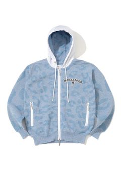 【26SS】【レディース】 PANTERA PRISM KNIT ZIP HOODIE / レオパードパターン カラーネップ ジップアップニットフーディー (サックス)