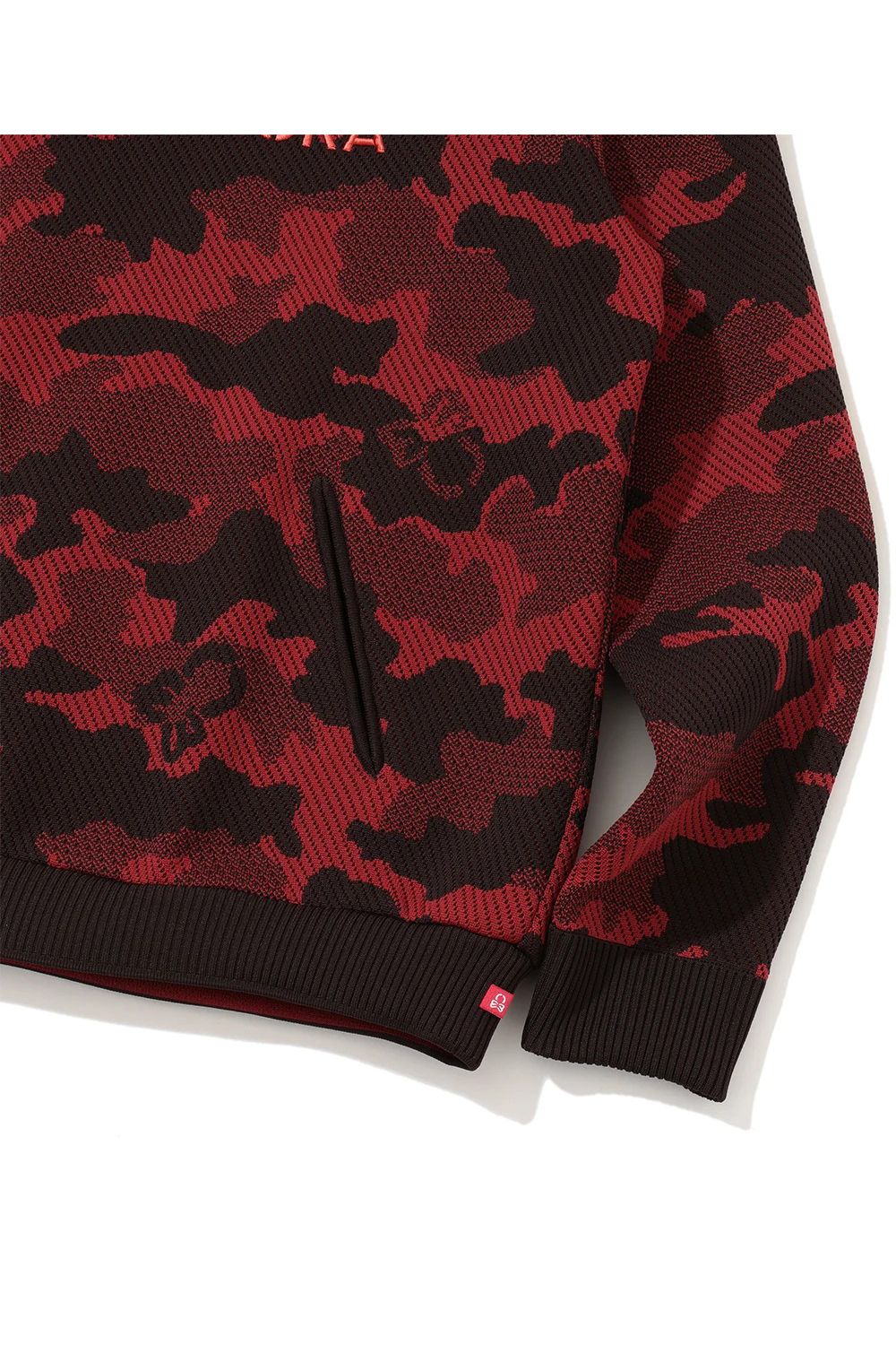 【2026AW 木村拓哉さん着用】 MERCURY CAMO JACQUARD KNIT HOODIE / ジャパンメイド カモフラジャカード ニットパーカー (レッド)