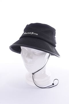 ESSENCE BUCKET HAT / オリジナルロゴジャカード ドローコード付き バケットハット (ブラック)