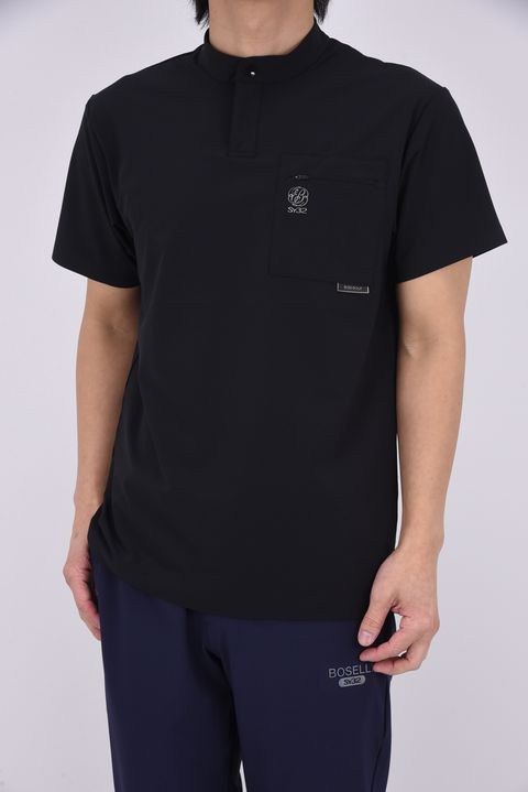 【26SS】 BOSELLI STAND COLLAR SHIRTS / スタンドカラー ポロシャツ (ブラック)