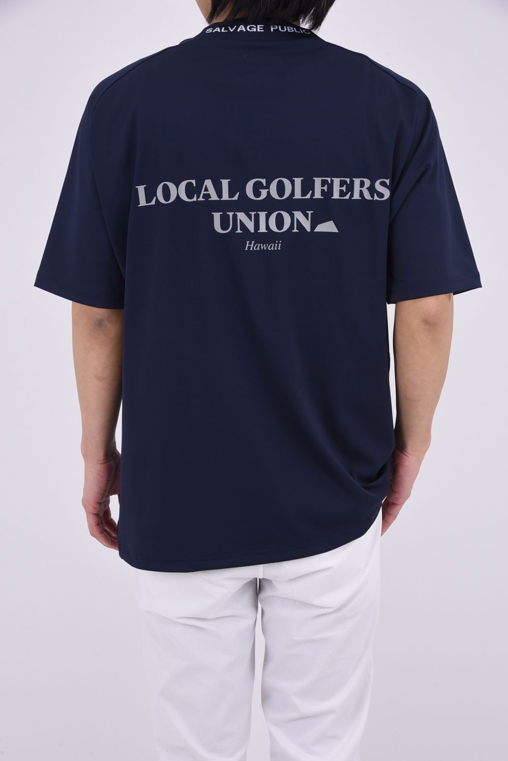 【26SS】 Alohea Mockneck SS（LOCAL GOLFERS UNION） / ショートスリーブ モックネックTシャツ (ネイビー)
