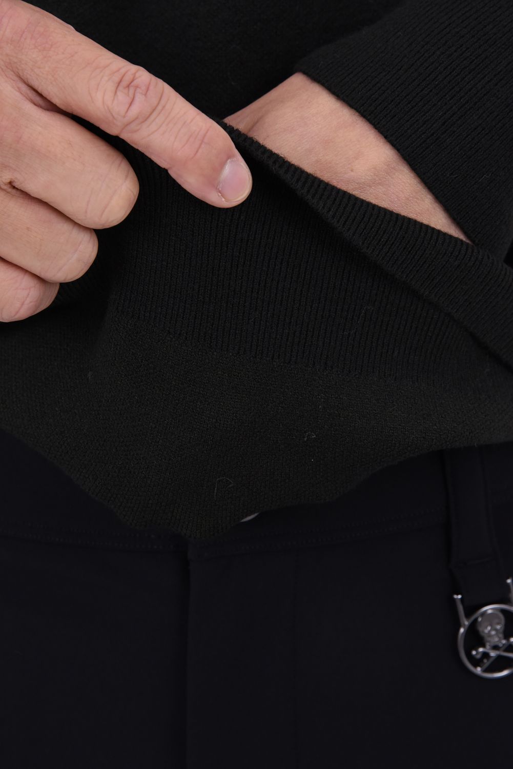 【26AW】 STITCHING LINE KNIT / ステッチングライン クルーネックニット (ブラック)*