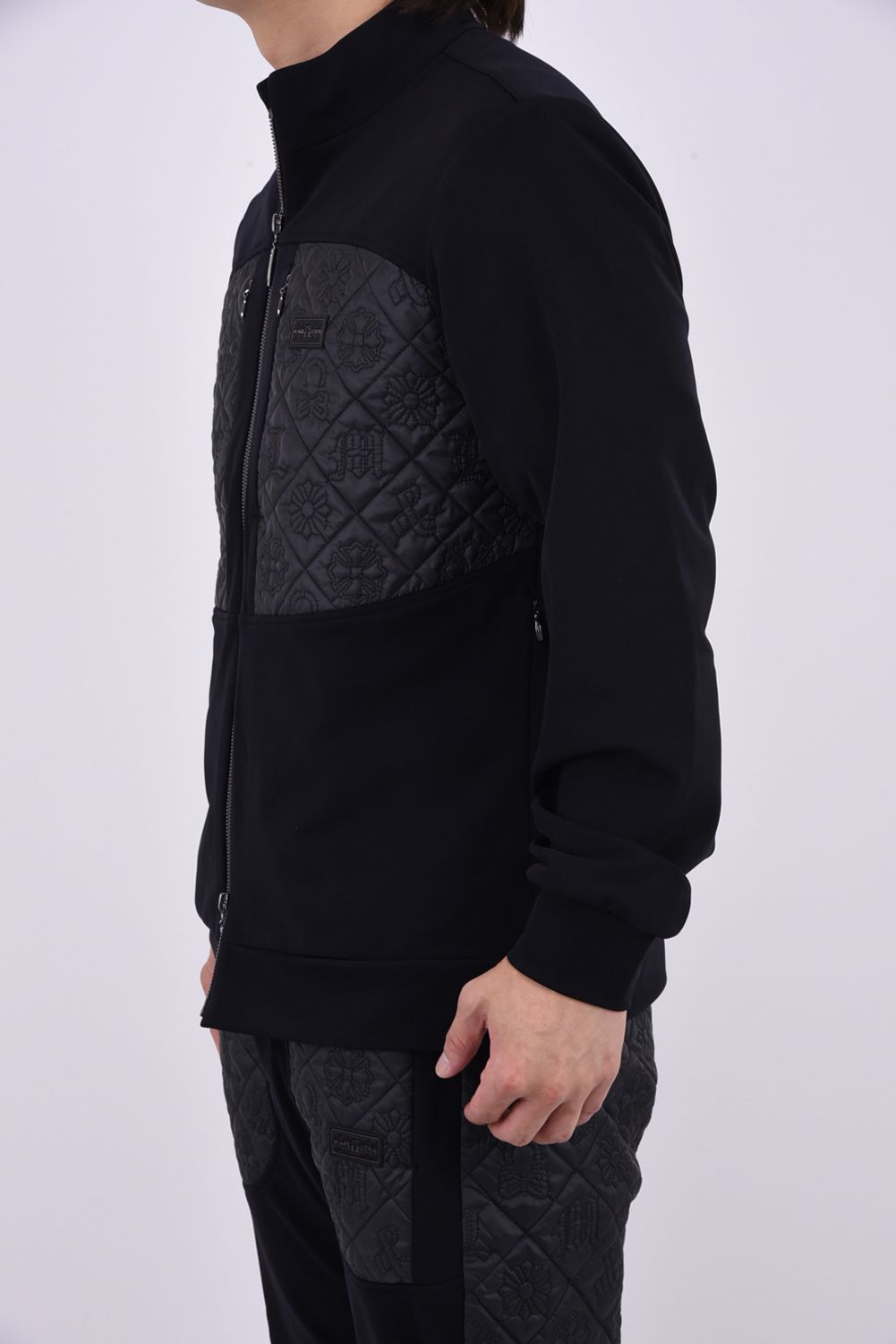 【26AW】 OBLIVION STRETCH HYBRID JACKET / モノグラムキルティング ボンディング素材 ハイブリッドジャケット (ブラック)