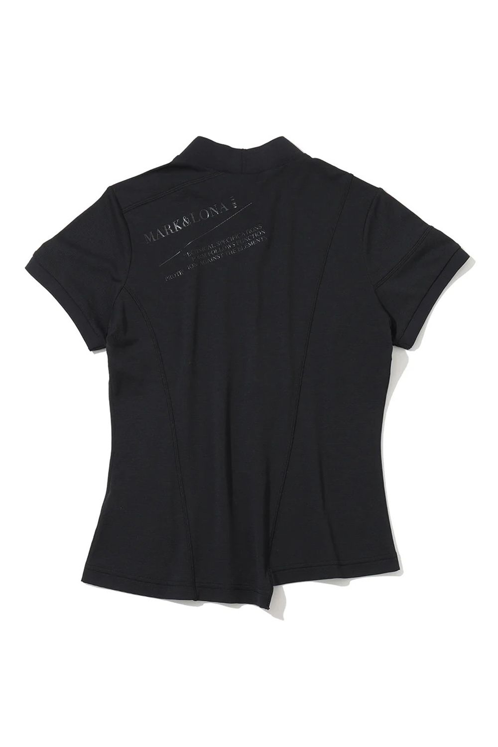 【26SS】【CODE COLLECTION】【レディース】 ATMT / アシンメトリーデザイン ブランドロゴ モックネックTシャツ (ブラック)