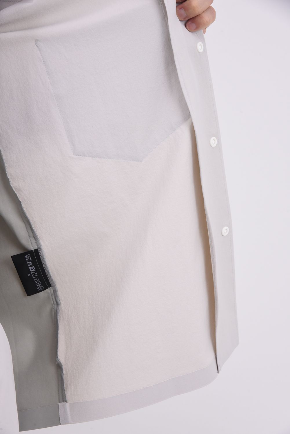【26SS】 COMBINATION OPEN COLLAR SHIRT / 接触冷感 異素材切り替え オープンカラーシャツ (グレー)