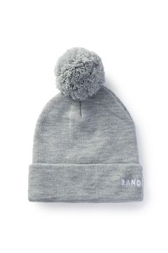 SIDE LOGO BONBON KNIT / ロゴ刺繍 ボンボンニットキャップ (グレー)