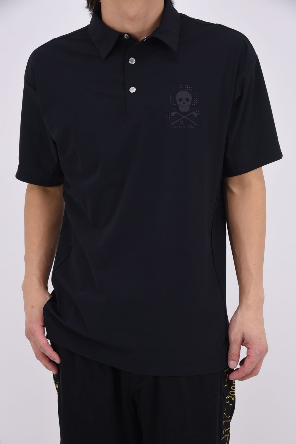 【26SS】 ROGUE AIRFLOW POLO / パンチングスカルロゴ ナイロンポロシャツ (ブラック)
