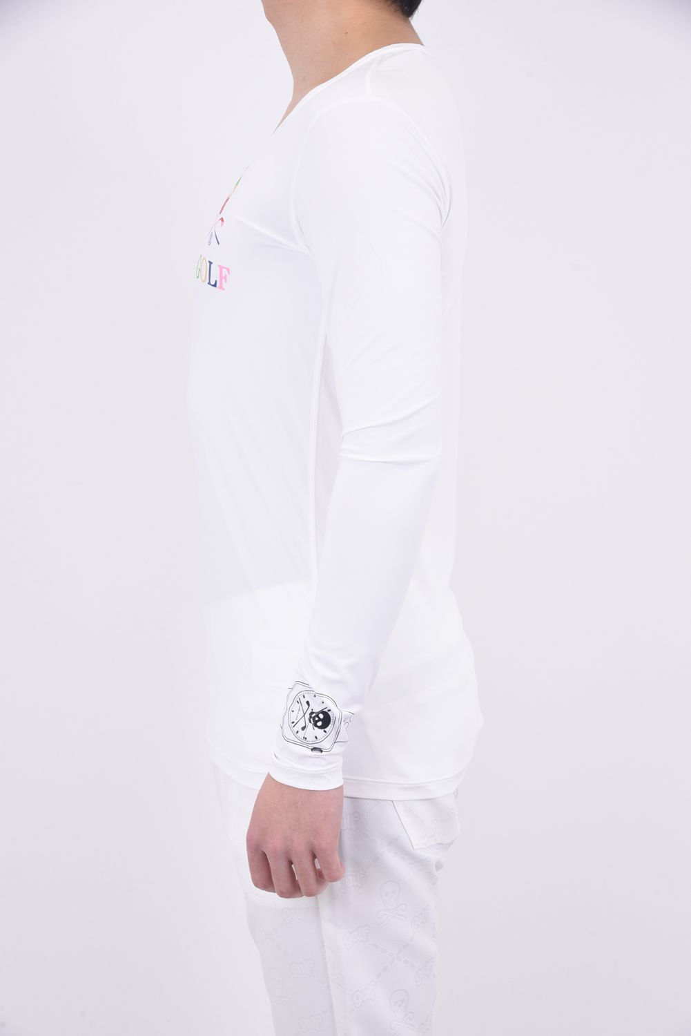 GERALD COMPRESSION VEE NECK SHIRTS / リーフスカルプリント Vネック Tシャツ (ホワイト)