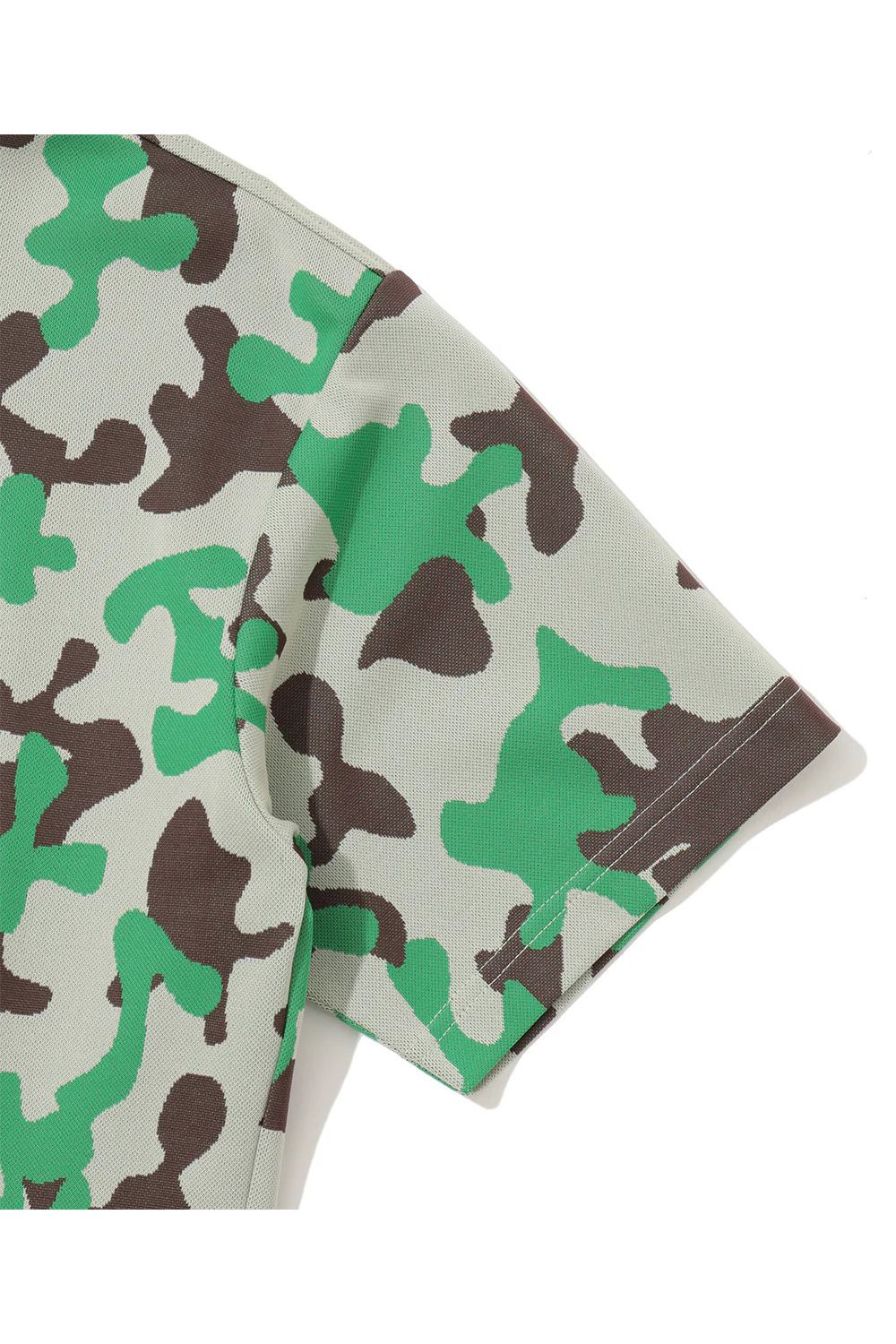 【26SS】 WHAM! SPECTRUM PERFORMANCE MOCK / ジャパンメイド カモフラスカルジャカード スワロフスキー モックネックTシャツ (グリーン)