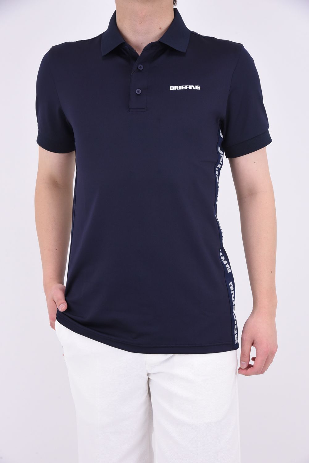 BRIEFING - MENS SIDE LOGO LINE POLO / サイドロゴテープ ボタンダウンカラー ポロシャツ グレー | GOSSIP  GOLF