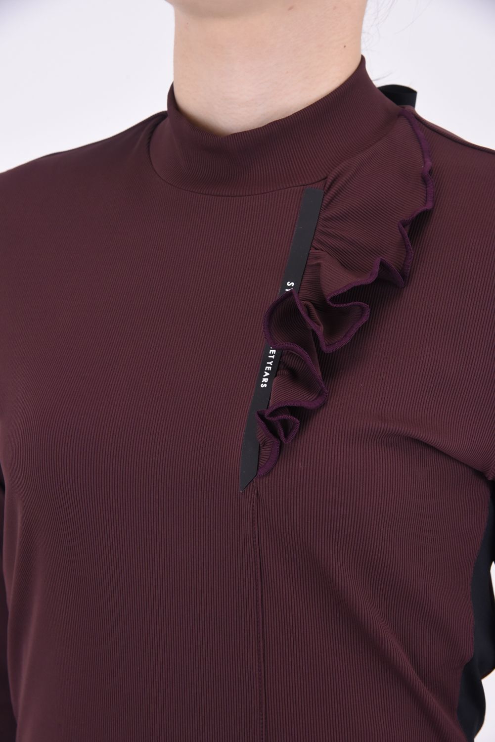 【レディース】CARVICO MOCK NECK SHIRTS / カルビコ生地 モックネック 長袖Tシャツ (バーガンディ)*
