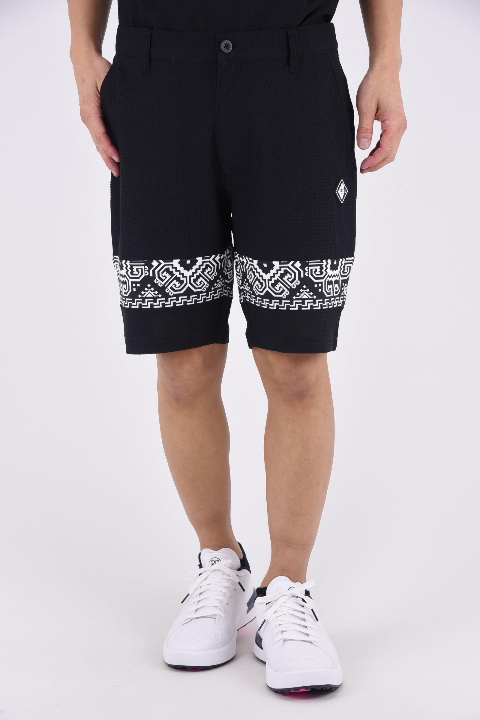 【26SS】 BAN COMFO SHORTS / ワッフル生地 バンダナ柄 ショートパンツ (ブラック)