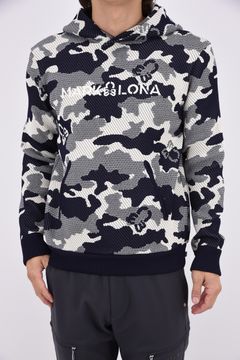 【26AW】 MERCURY CAMO JACQUARD KNIT HOODIE / ジャパンメイド カモフラジャカード ニットパーカー (ネイビー)