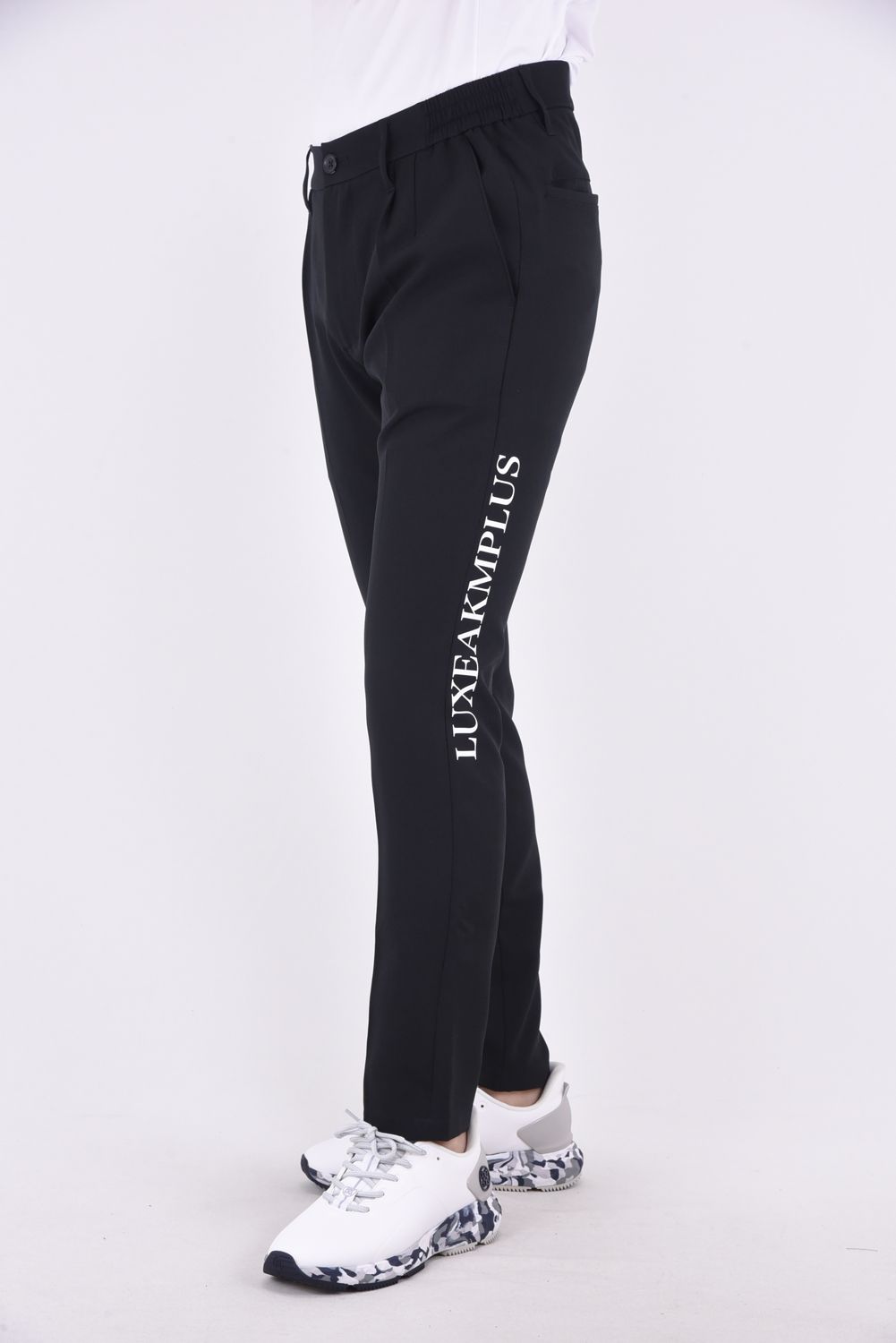 【春夏仕様】BASIC LOGO PANTS / ベーシックロゴ ストレッチ ロングパンツ (ブラックホワイトロゴ)