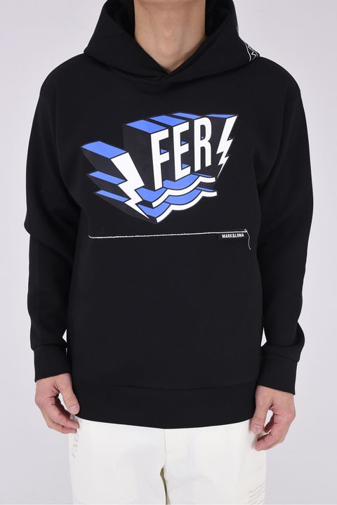 【26SS】【FER COLLECTION】 SWAG LOGO RELAX SPONGE HOODIE / ダンボールニット 3Dロゴ オーバーサイズ プルオーバーフーディー (ブラック)