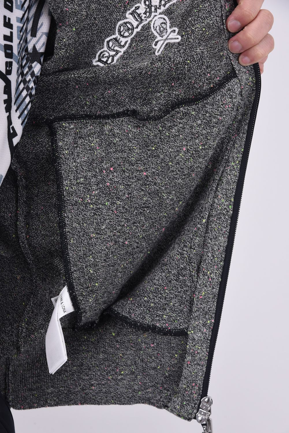 【26SS】 PANTERA PRISM KNIT ZIP HOODIE / レオパードパターン カラーネップ ジップアップニットフーディー (ブラック)