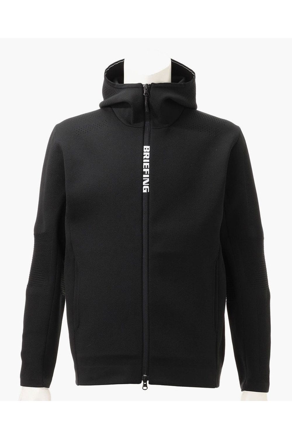 【26AW】 MEN'S DOUBLE JQ KNIT PARKA / バックロゴ ジップアップ ニットパーカー (ブラック)