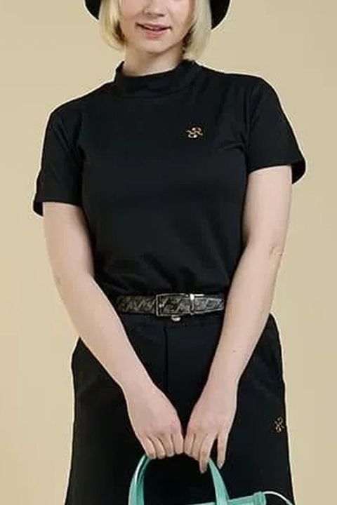 【25AW】【レディース】 WOMENS GM JACQUARD MOCK NECK / オリジナルテキスタイル モックネックTシャツ (ブラック)*
